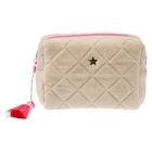 DARK Terry Quilted Make-Up Pouch Small Sand & Bubblegum Pink