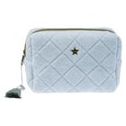 DARK Terry Quilted Make-Up Pouch Small Cool Blue & Milieu Green