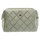 DARK Velvet Square Quilted Make-Up Pouch Large Milieu Green