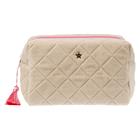 DARK Terry Quilted Make-Up Pouch Large Sand & Bubblegum Pink