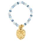 DARK Glass Bead Ring Charm Light Blue Mix Lion Charm 2mm