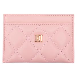 DARK Leather Quilted Card Holder Pale Rose