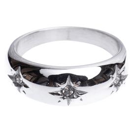 DARK Chunky Star Ring Crystals Str 4 Silver
