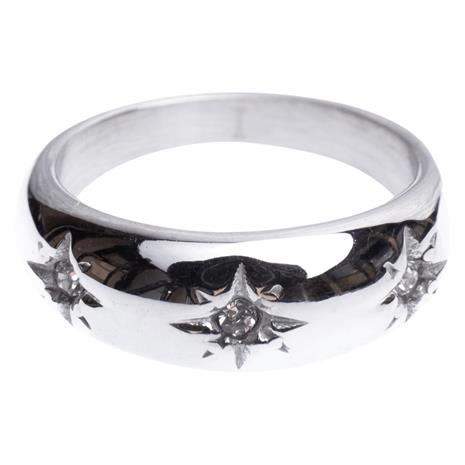 DARK Chunky Star Ring Crystals Str 4 Silver