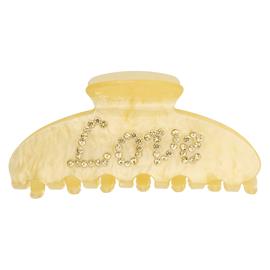 DARK Text Hair Claw Love Pale Yellow