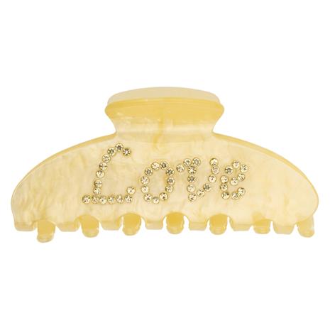 DARK Text Hair Claw Love Pale Yellow