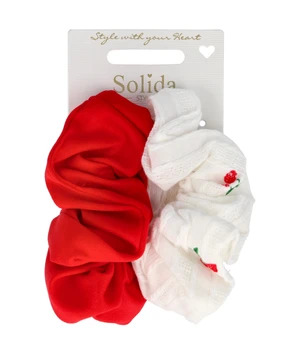 Solida Scrunchie 11 cm rot, weiß Hiuslenkki 2 kpl – kuva 4/5