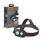 Taktinen LED-otsalamppu, 10 W:n ladattava akku, 47 tuntia, 600 lumenin kantama, 185 m, IP55, VLF-H189, Videx