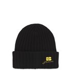 Ganni Ribbed-Knit Wool Blend Beanie - Black - ONE SIZE