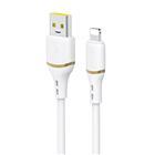 Dudao L25L USB-A - Lightning 1m 30W Soft Silicone Braided Cable - White