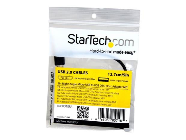 StarTech.com 5in Right Angle Micro USB to USB OTG Host Adapter M/F