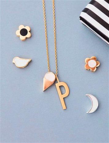 Design Letters Enamel Flower Charm Silver