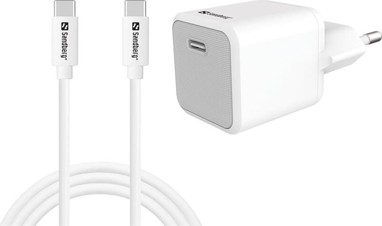 Sandberg USB-C AC Charger +USB-C>C 1M -USB-laturi
