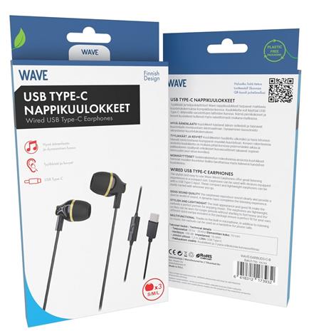 Wave USB Type-C, langalliset nappikuulokkeet