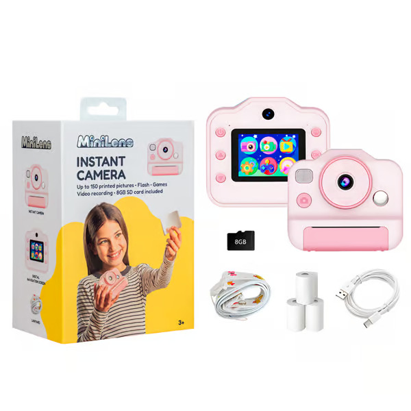 Yashica MiniLens tulostava digikamera 0,3 MP, kaksoisobjektiivit, pinkki