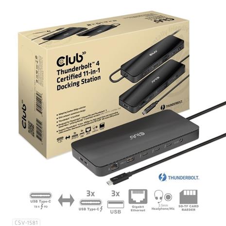CLUB3D Thunderbolt 4 Certified 11-in-1 Docking Station – kuva 4/6