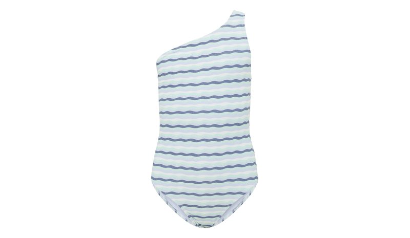 Mango Asymmetric Striped Swimsuit - Blue - 13-14
