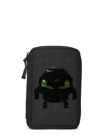 Beckmann Norway Three Section Pencil Case With Content, Pixel - Black - ONE SIZE