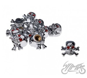 WM skull/bones chrome 10 kpl venttiilinhattu