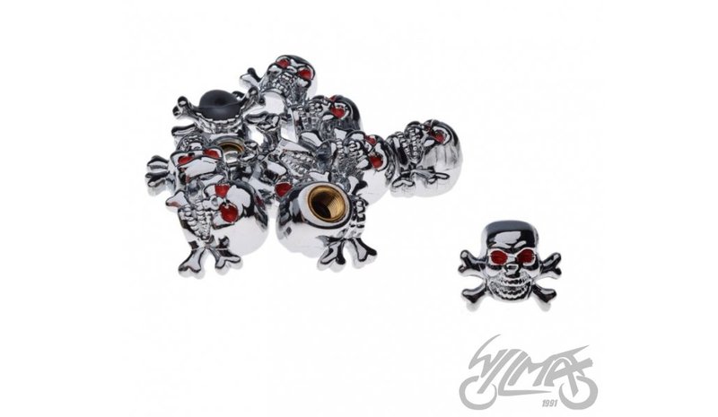 WM skull/bones chrome 10 kpl venttiilinhattu