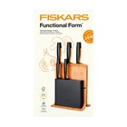 Fiskars Functional Form veitsisetti veitsitukilla Bambu, 6 osaa