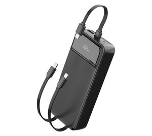 Spello ForcePack 20000mAh Power Bank SP21 with 3 Integrated Cables Black 4 Outputs Low-current Charging Mode