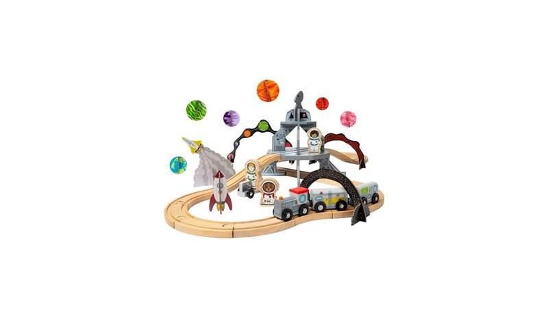 Bigjigs Wooden Space Train Set - 40 pcs. – kuva 1/1