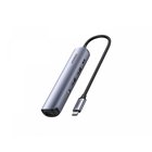 5-in-1-sovitin UGREEN CM418 USB-C - 2x USB 3.0, HDMI, RJ45, USB-C (harmaa)