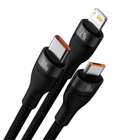 Baseus 3in1 USB cable Flash Series USB-C + micro USB + Lightning 100W 1.2m – kuva 7/8