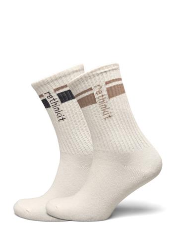 Rethinkit Studios Rethinkit Striped Crew Sock 2Pack - Beige - ONE SIZE