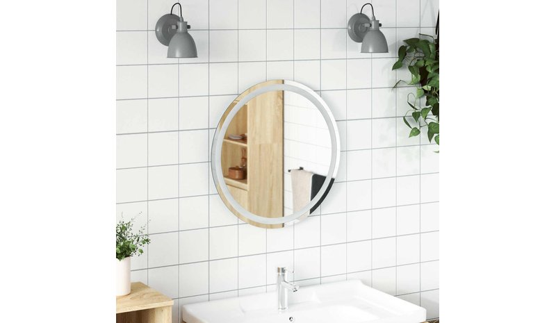 vidaXL LED kylpyhuonemirror peilillä Läpinäkyvä Ø 60 cm karkaistu lasi – kuva 1/1
