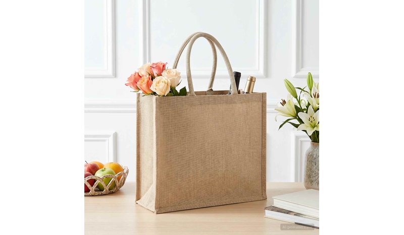 vidaXL Juutti käsilaukut 10 pcs Luonnollinen 42 x 33 x 19 cm