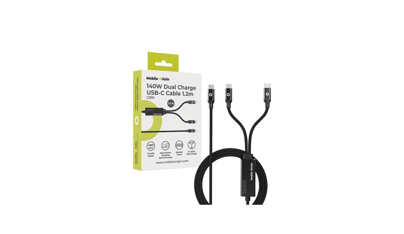 Mobile Origin CB10 140W Dual Charge USB-C Cable - 1.2m – kuva 1/1