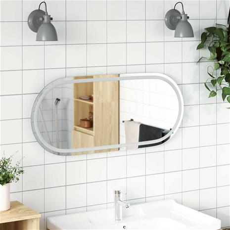 vidaXL LED kylpyhuonemirror Läpinäkyvä 100 x 45 cm karkaistu lasi – kuva 1/1