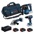 Bosch Akkukonesarja (0615A500AH) 18V 3x5,0Ah, GSB 18V-65 + GWS18V-11 + GBH18V-22