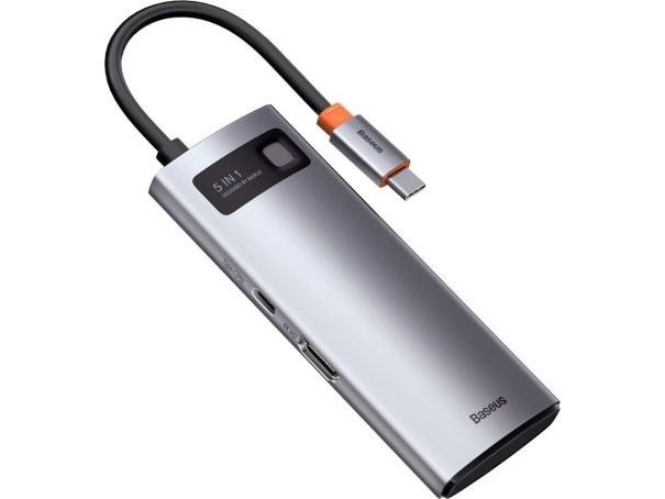 5-in-1 monitoiminen USB-C HUB, harmaa