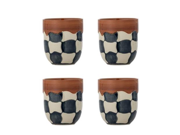 Bloomingville Check muki 4-pack Sininen