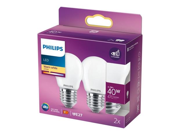 Philips 8718699763916, 4.3 W, 40 W, E27, 470 lm, 15000 h, Warm white