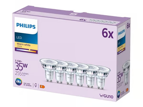 Philips LED-lamppu LEDClassic 3,5W/827 (35W) 6-pack GU10
