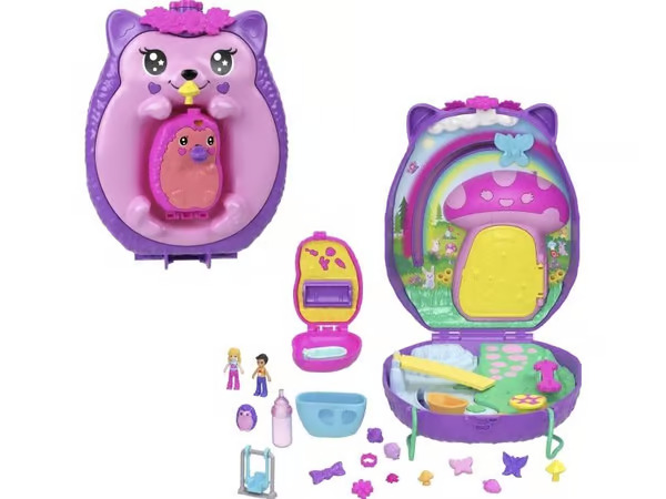 Wearable Hedgehog Mom & Baby Compact Polly Pocket