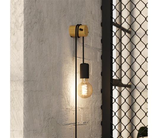EGLO BUDDON WALL E27 BLACK/WOOD
