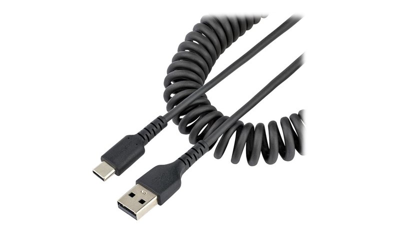 StarTech.com 3ft (1m) USB C Charging Cable Coiled Heavy Duty Fast Charge & Sync USB-C Cable