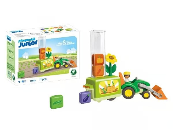 Playmobil - Junior: Tractor with Load and Drop Planter (71773)