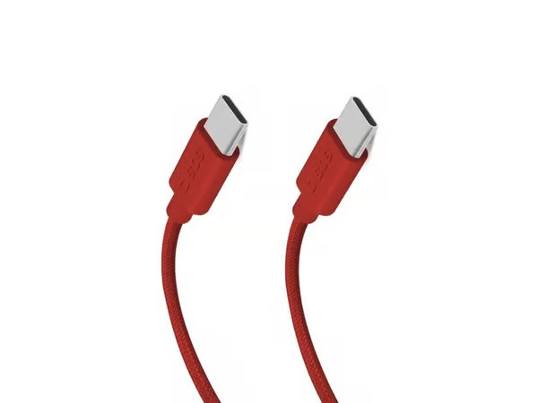 SBS TECABLETISSUETCCR USB-C - USB-C 1.5m 60W Braided Cable - Red
