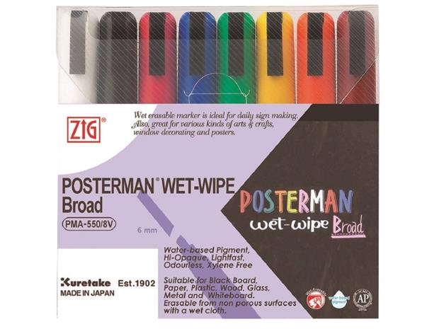 ZIG Posterman Wet Wipe M 8/case