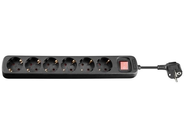 Pro Teho Socket x6 - Bk - Switch - 1.5m