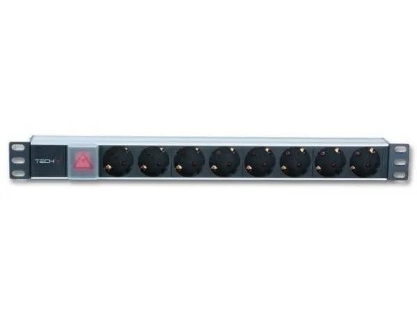 Techly I-CASE STRIP-81UD power distribution unit (PDU) 8 AC outlet(s) 1U Black, Red