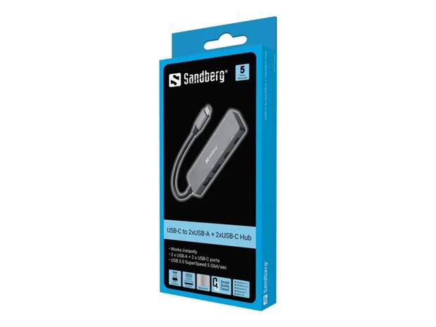 Sandberg USB-C to 2xUSB-A + 2xUSB-C Hub – kuva 3/4
