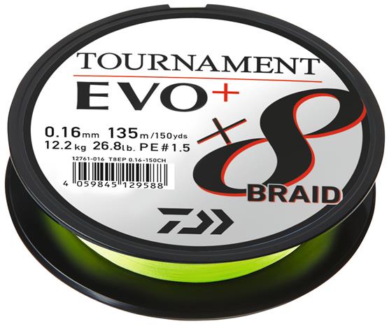 Daiwa Tournament X8 Braid Evo+ 135m chartreuse kuitusiima
