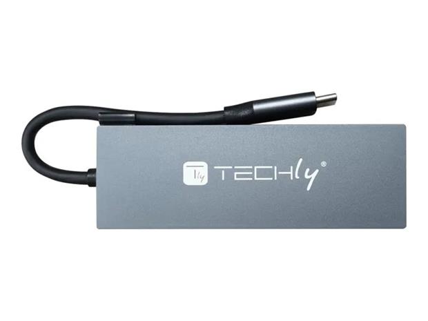 Techly IUSB32C-HUB4HPD laptop dock/port replicator Wired USB 3.2 Gen 2 (3.1 Gen 2) Type-C Grey